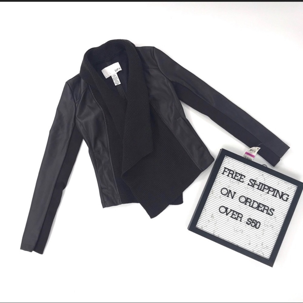 Deep Merlot Drape-Front Faux-Leather Jacket - Picture 4 of 6